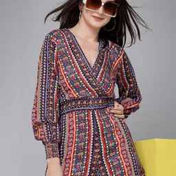 Style Quotient Floral Printed V-Neck Playsuit image 2