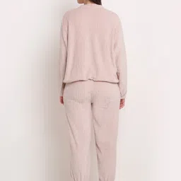 Arrabi Women Pink Striped Night suit image 3