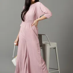 SHOWOFF Striped Culotte Jumpsuit With Smocking-picture-21