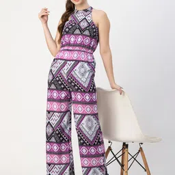 Moomaya Ethnic Motifs Printed Halter Neck Basic Jumpsuit image 3