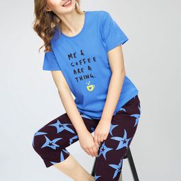 Zeyo Typography Printed Round Neck Pure Cotton Night suit-picture-28