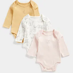 mothercare Kids Pack of 3 Pure Cotton Printed Bodysuits-image-19