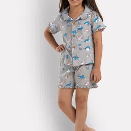 Growing Tree Girls Conversational Printed Pure Cotton Night Suit-picture-54