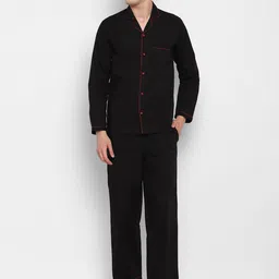 shopbloom Pure Cotton Shirt Collar Night Suit-image-14