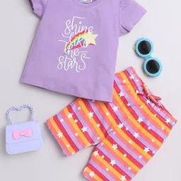 BUMZEE Girls Typography Printed Pure Cotton Night Suit-image-7