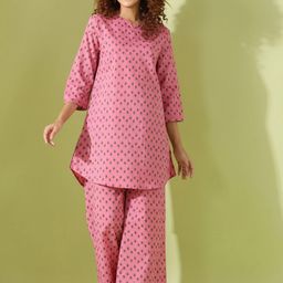 SANSKRUTIHOMES Ethnic Motifs Printed Pure Cotton Night suit-picture-37