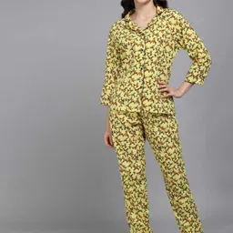 SEPHANI Women Yellow & Orange Printed Night suit-image-71