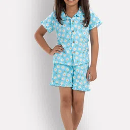 Growing Tree Girls Floral Printed Pure Cotton Night Suit-picture-27