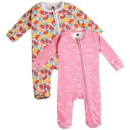 The Mom Store Infants Pack Of 2 Printed Cotton Sleepsuits-picture-24