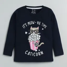 Lazy Shark Girls Navy Blue & Pink Printed Night suit image 4