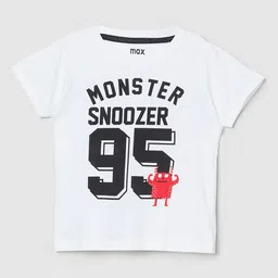 max Boys White & Black Printed Night suit image 2