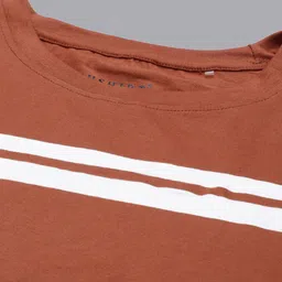 Bushirt Men Brown & White Striped Pure Cotton Night suit image 2