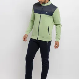 Status Quo Men Green Colorblocked  Cut and Sew Taped Tracksuits image 3