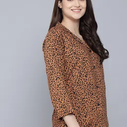 SEPHANI Women Brown & Black Printed Night suit image 5