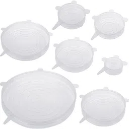 Silicon Stretch lids for containers Stretchable lids for microwavable Dishwasher Food Grade air Tight Sealer Cover for Round Square Bowls Cups pots cans Jars Glassware 2.6 inch, 3.8 inch, 4.5 inch, 5.7 inch, 6.5 inch, 8.3 inch Lid Set-image-42