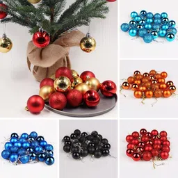mg trading 12 RED=12GOLD-4CM Glittering Baubles Balls Christmas Tree Ornament Xmas Party Balls Pack of 24 image 4
