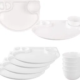 Acrylic PVC Free Unbreakable Food Grade Dosa Plate with Sambar Bowl Sectioned Plate-image-20