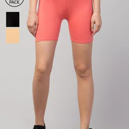 Apraa & Parma Women pack of 3 Pink Ombre Slim Fit Cycling Sports Shorts-picture-13