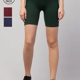 Apraa & Parma Women Green Slim Fit Cycling Sports Cotton Shorts-picture-12
