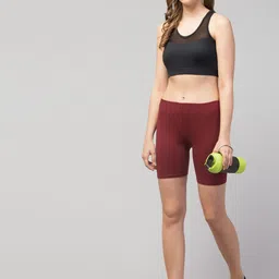 Apraa & Parma Women Green Slim Fit Cycling Sports Cotton Shorts image 2