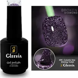 gleevia Colorfull Disco Reflective Glitter UV Gel Polish UV/LED Cured R9 - 15ml Bottle Shade Code - R9-picture-27