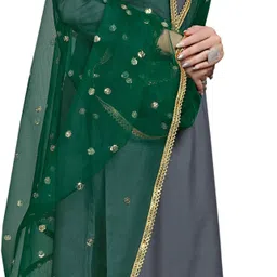 sekmany Net Embroidered Green Women Dupatta image 2