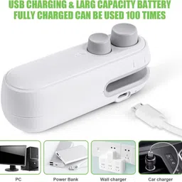 ablue clipper Mini Seal Machine, 2 in 1 USB Rechargeable Magnetic Heat Sealing Vacuum Bag Se Hand Held Heat Sealer image 3