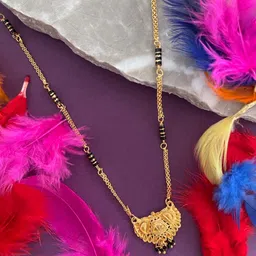 Digital Dress Room Gold-Plated & Black Beaded Mangalsutra-picture-12