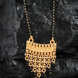 Silvermerc Designs Gold-Plated Black Beaded Mangalsutra-picture-29