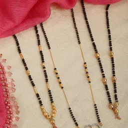 ZENEME Set of 3 Gold-Plated AD-Studded & Beaded Mangalsutra-image-70