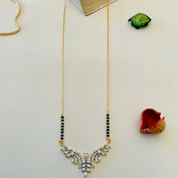 ABDESIGNS Gold-Plated American Diamond Stones Studded and Beaded Mangalsutra-picture-36