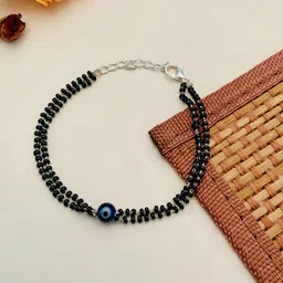 ABDESIGNS Silver Plated Beaded Evil Eye Hand Mangalsutra-picture-22