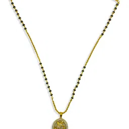 Digital Dress Room Gold-Plated & Black Beaded Mangalsutra image 3