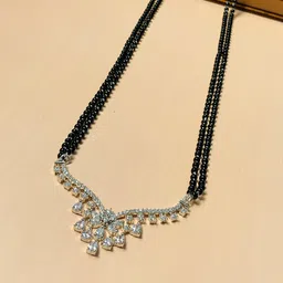 ABDESIGNS Silver Plated Stone Studded & Beaded Mangalsutra image 5