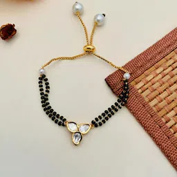 ABDESIGNS Gold-Plated Stone-Studded & Beaded Mangalsutra image 5