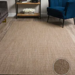 kaleen india Light Brown & Light Green Solid Wool & Jute 8 x 10 Feet Hand Woven Carpet image 1