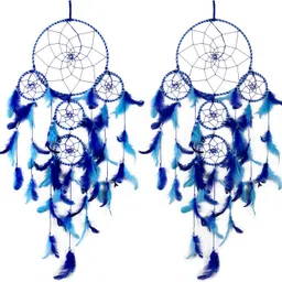 5 Ring Blue Large Wall Hanging Combo Wool Dream Catcher-image-13