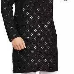 nellist Men Embroidered Cotton Silk A-line Kurta image 3
