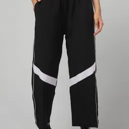 blook shop Women Loose Fit Black, White Pure Cotton Trousers-picture-10