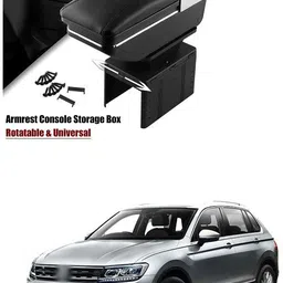 prtek Universal Car Armrest Console Storage Box Rotatable Black Leather Center Box A250 Car Armrest-picture-17