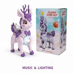 khilona ghar Flying Deer Elf Toy with Rotating Motion, LED Lights & Music for Kids image 3