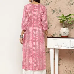 ambrosia retail Women Striped Cotton Blend Straight Kurta image 3