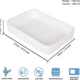 stylemyway Ceramic Baking Dish ( L x B x H – 27 x 19 x 5.5 cm ) Chip & Dip Tray Serving Set image 4