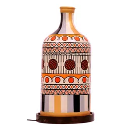 posh n plush Stripe-It-Out Hand Painted Glass Shade Table LED Lamp With Wooden Base image 4