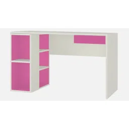 adona Astra Kids Study Desk with Open Shelves and Drawer in Barbie Pink Colour image 2