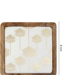 duli Serving Platter in Mango wood Lotus Print for Home & Dining Table 8x8 inch Tray image 5