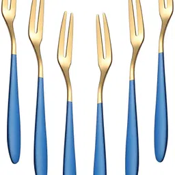 kooshlo Appetizer Small Forks Dessert Forks,2-Tine Portable Salad Fruit Forks for Part Stainless Steel Serving Fork Set-picture-43