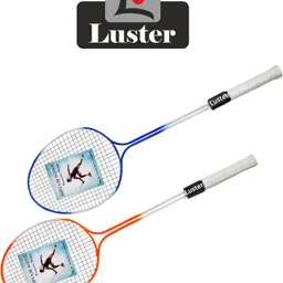 luster multi colour badmintion racket with three shuttle corkk Badminton Kit image 5