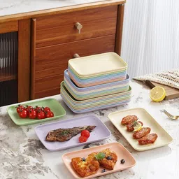 permafrost Wheat Straw Pastel Serving Plates Set of 4|Everyday Use|Eco-Friendly & Reusable Sizzler Tray image 5