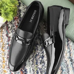 Killer Men Black Faux Leather Formal Slip On Loafers Boots For Men-picture-31